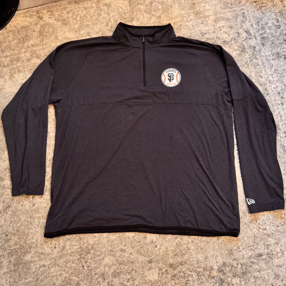 New Era San Francisco‎ Giants MLB Pullover 1/4 Zip Long Sleeve Shirt 2XL Gray